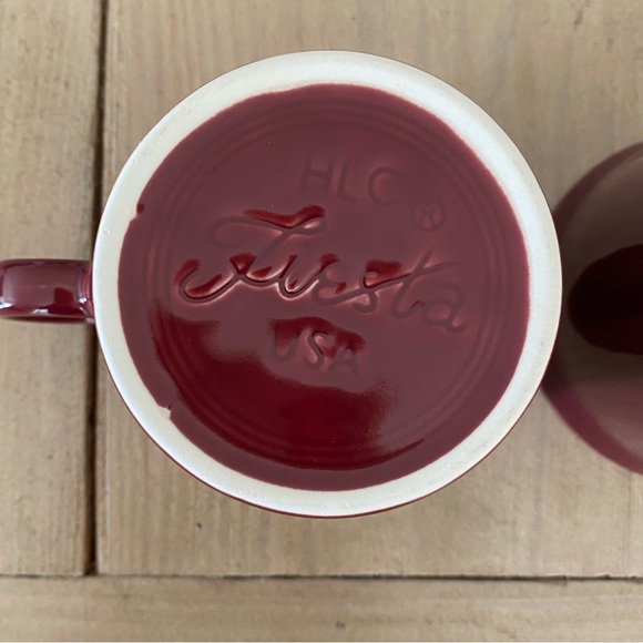 Set of 2 Fiesta Ware Mugs Wine Red Color (Believe its Claret) - Picture 3 of 7